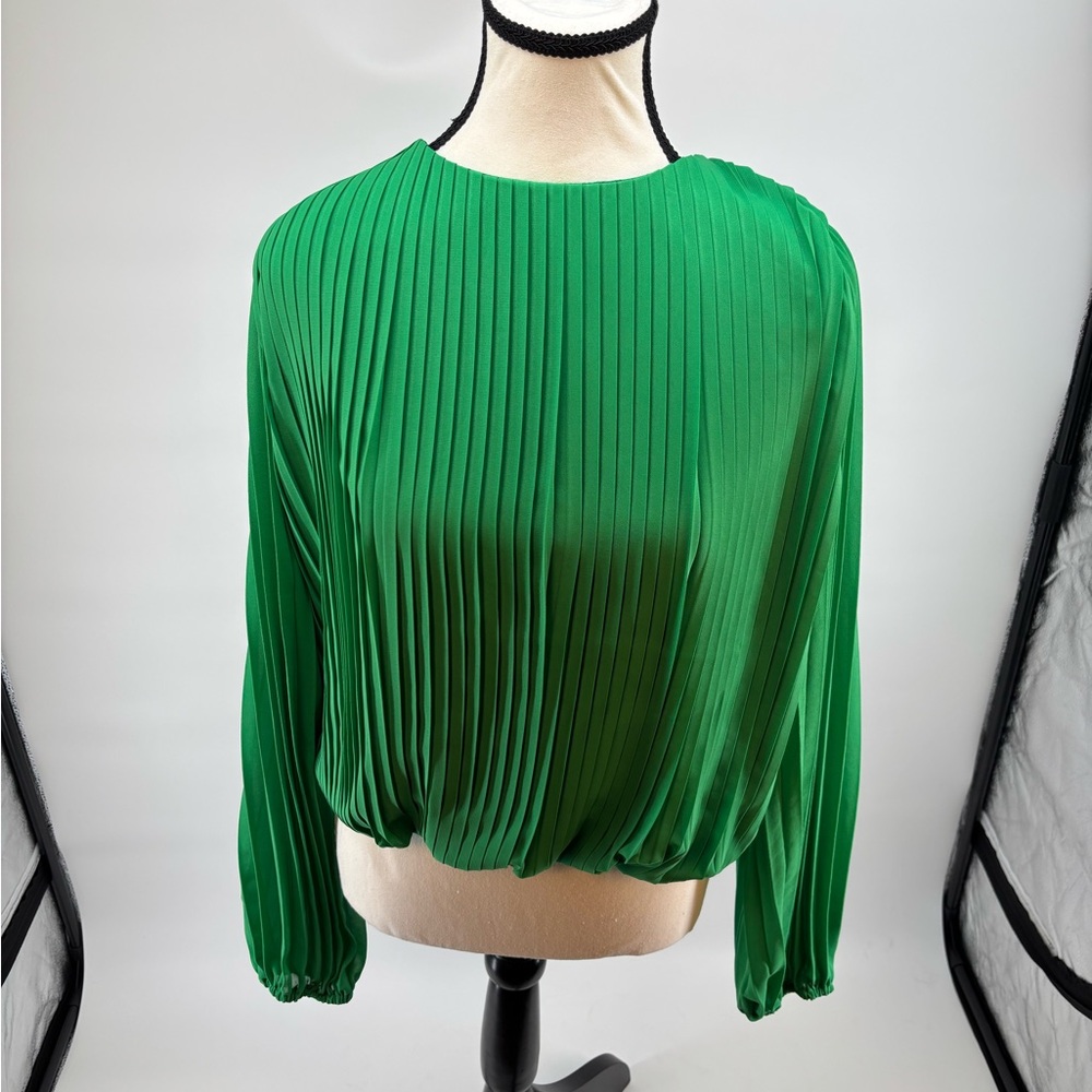 Pants Store Pleated Green blouse. Size Large. Excellent condition. Perfect work